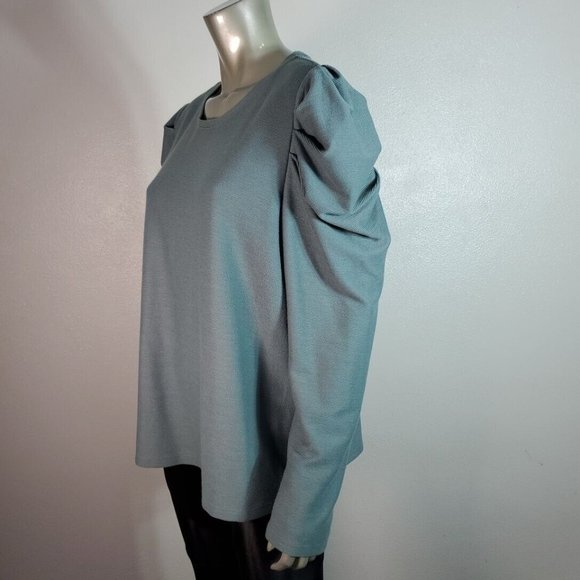 Nine West‎ Top Plus Size XXL Princess Sleeve Ribbed Stretch Long Sleeve Blue - Picture 3 of 6